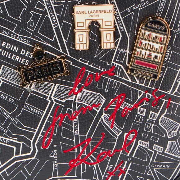 Karl Lagerfeld Paris Maybelle Love from Paris Crossbody, Black/Multi Black - Picture 4 of 5